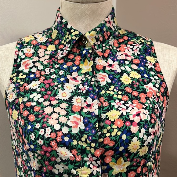 TOMMY Hilfiger Floral Sleeveless Front Button Shirt Midi A-line dress size 2 - Picture 7 of 17
